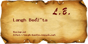 Langh Beáta névjegykártya